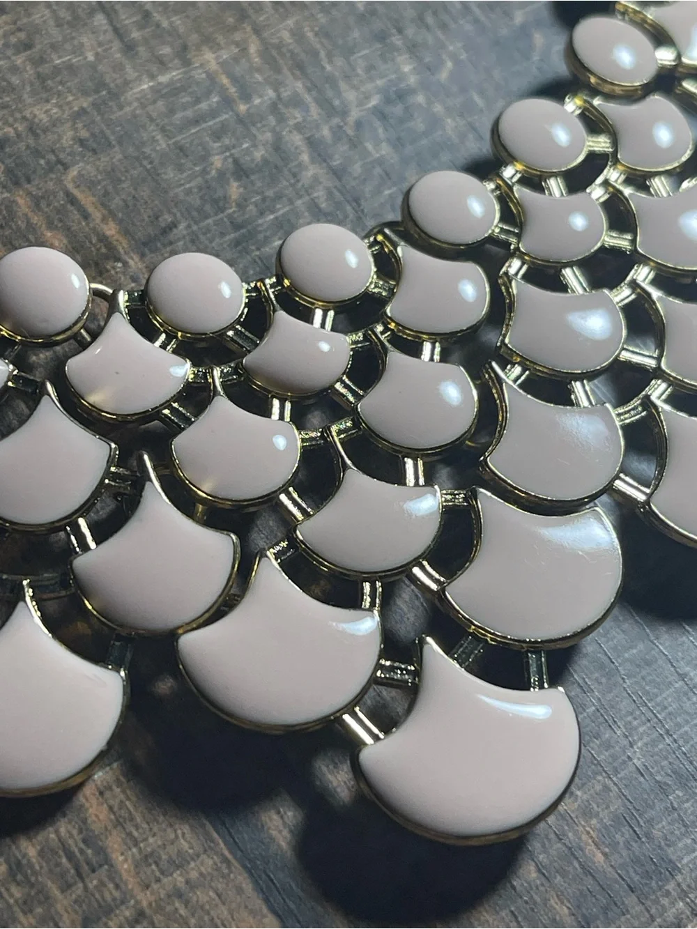 Elegant Blush Pink Statement Necklace with Layered Discs